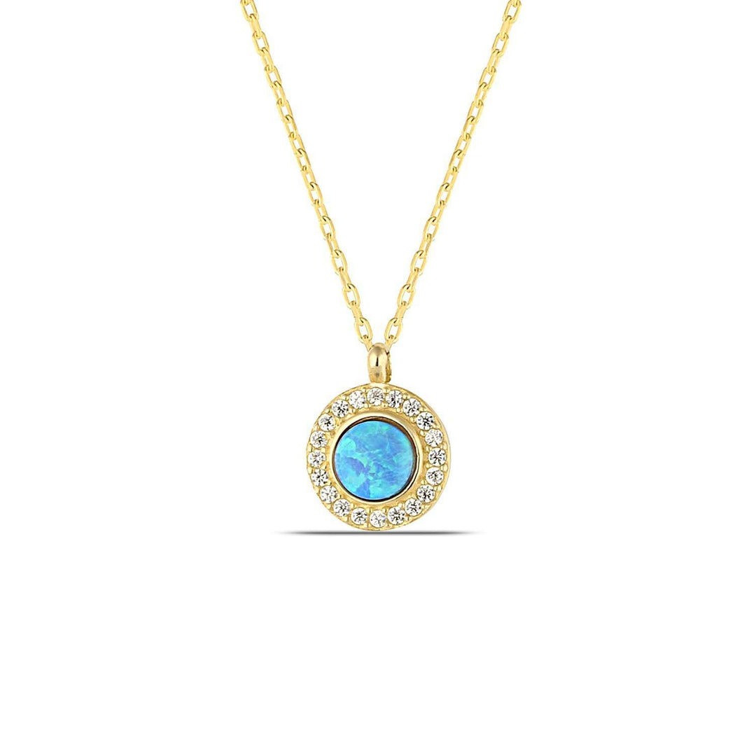 Blue Opal Pendant Necklace