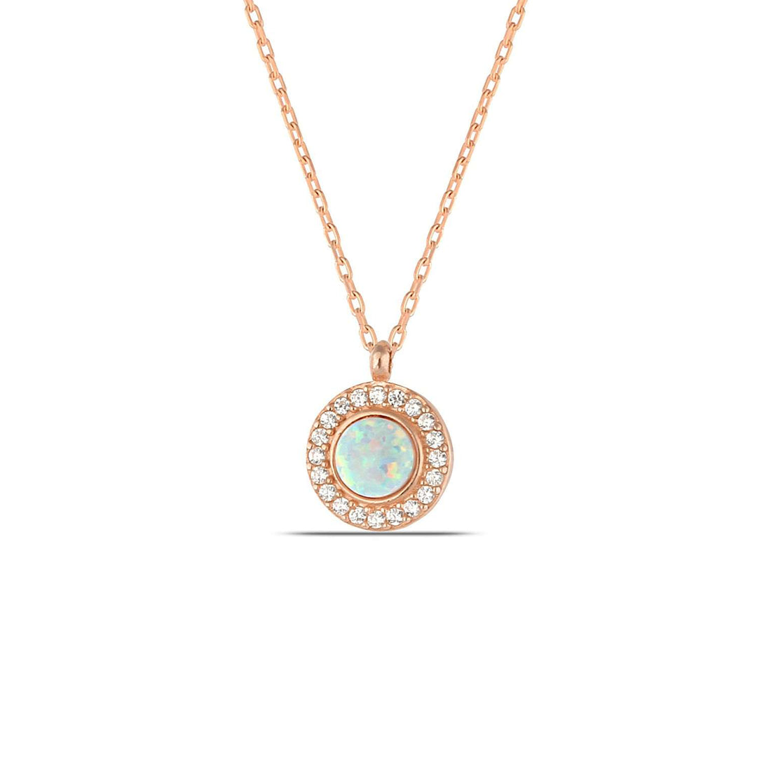 Rose Gold Opal Pendant Necklace