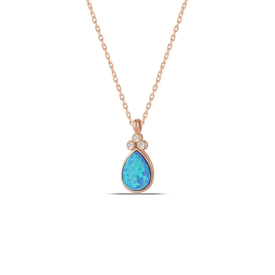 Aura Teardrop Necklace - Blue Opal