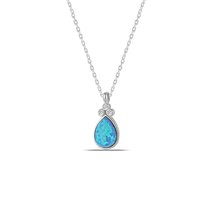 Collier Aura en forme de larme - Opale bleue