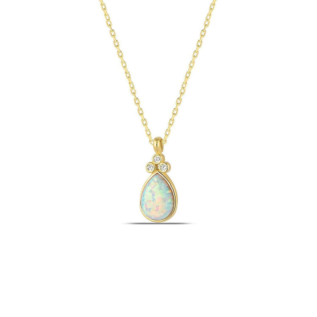 Teardrop Opal Necklace Gold