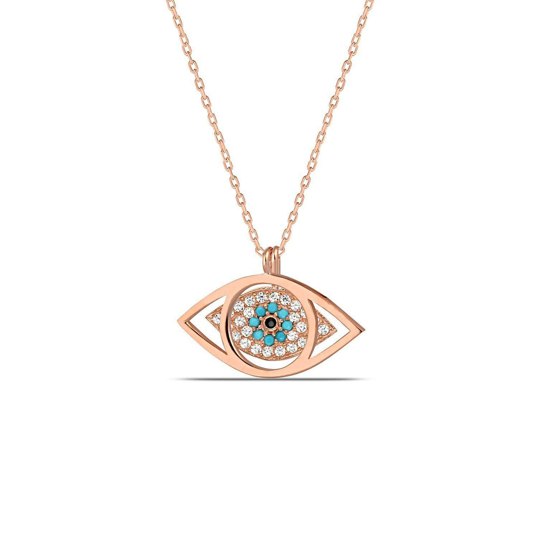 Rose Gold Evil Eye Necklace 