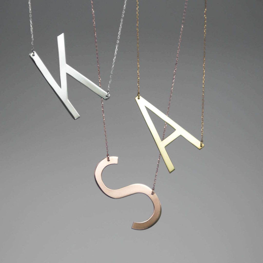 Sideways Initial Necklace