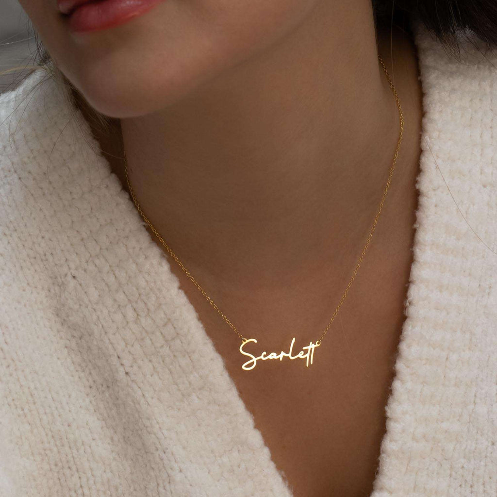 Dainty Name Necklace Gold Plated Tiny Special Necklace Abiza