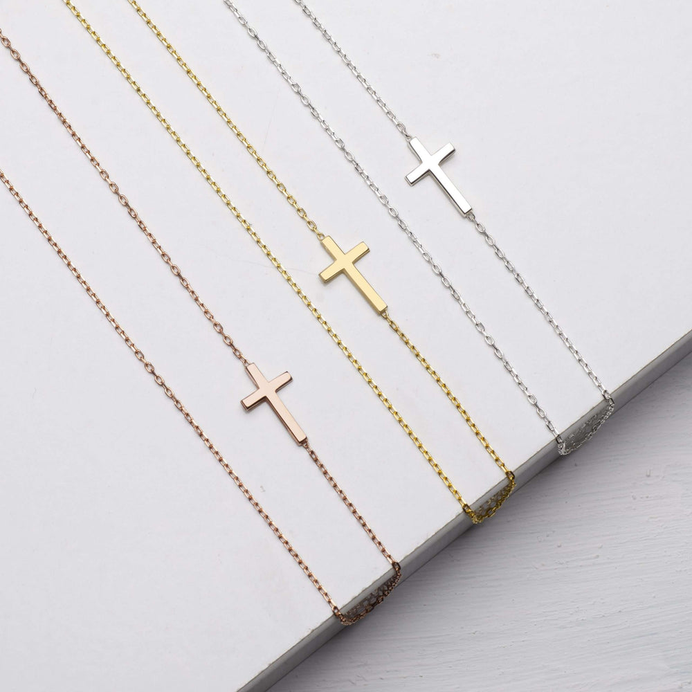Rose Gold Silver Cross Necklace