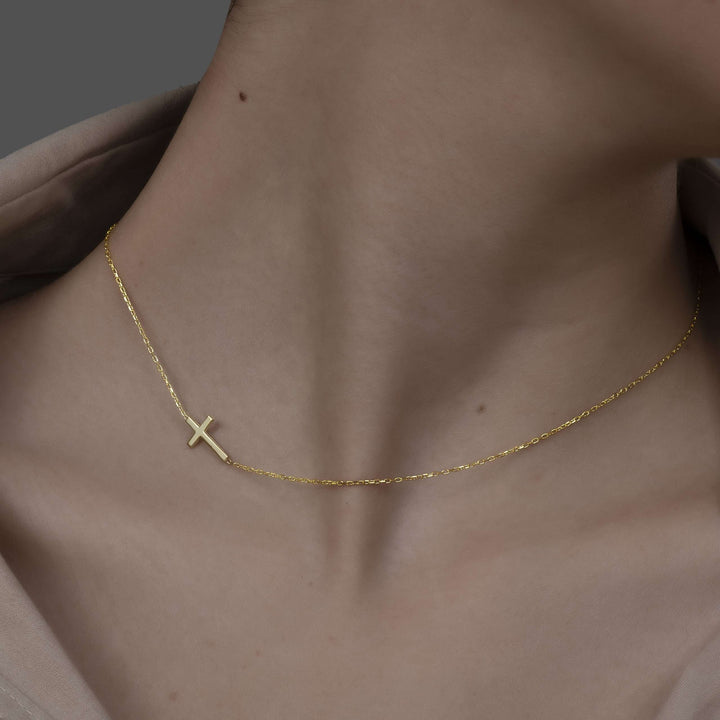 Sideways Cross Necklace