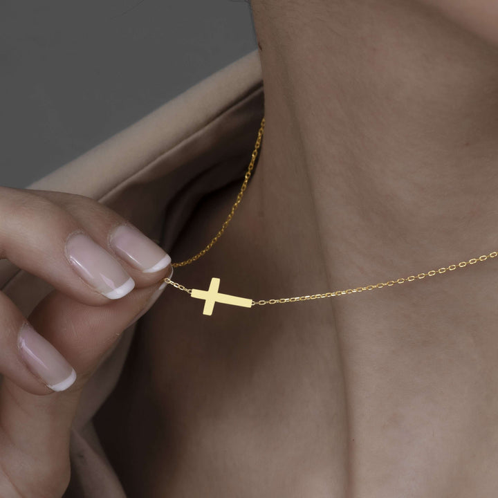 Sideways Cross Necklace