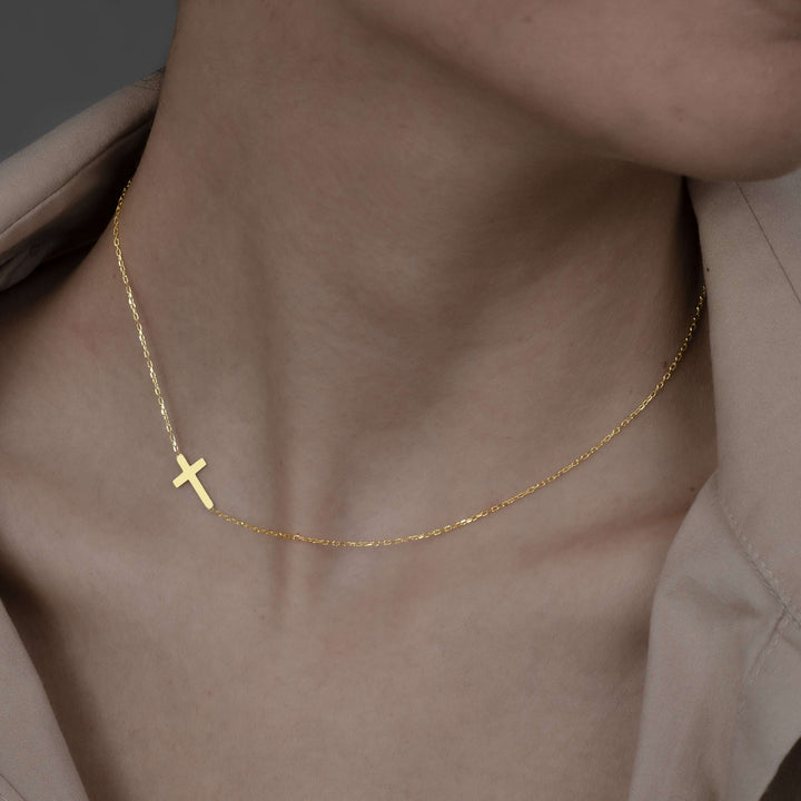 Sideways Cross Necklace