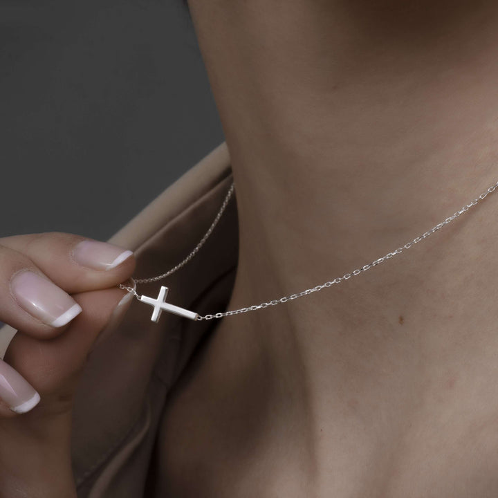 Sideways Cross Necklace