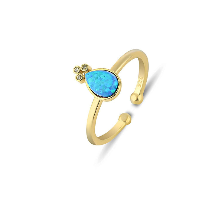 Aura Teardrop Ring - Blue Opal