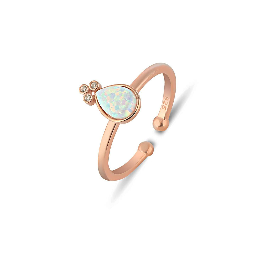 Bague Aura En Forme De Larme - Opale Blanche