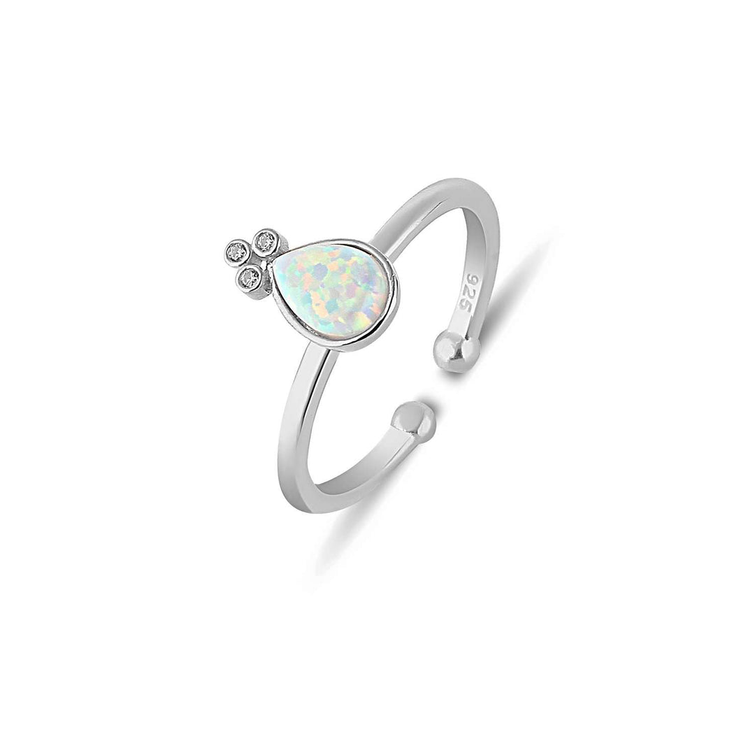 Aura Teardrop Ring - White Opal