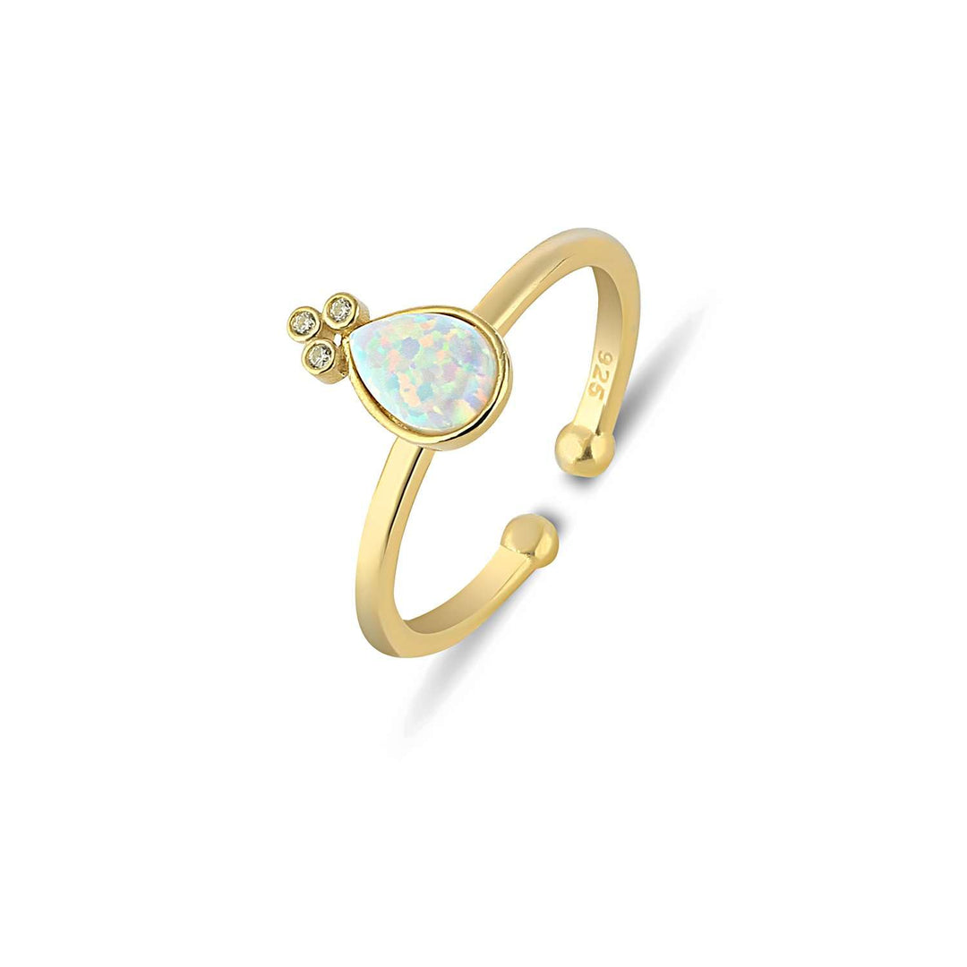 Bague Aura En Forme De Larme - Opale Blanche