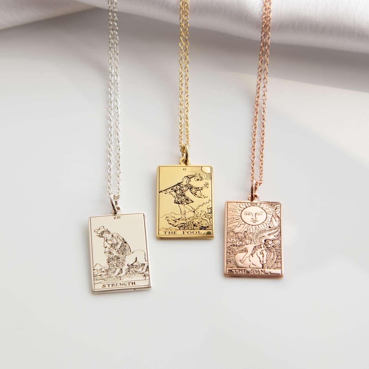 Gold Tarot Card Necklace Pendant Collection, 6 Styles