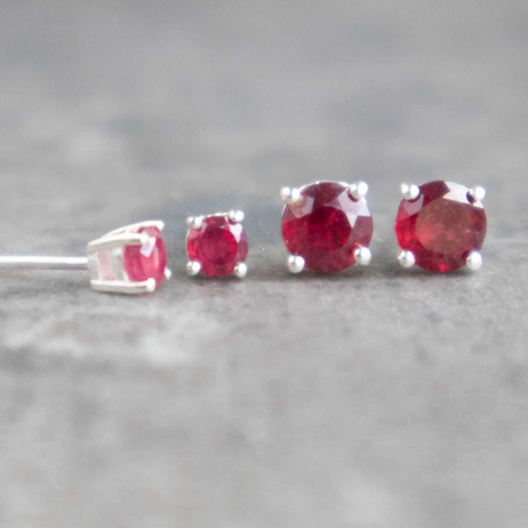 Red Ruby Stud Earrings