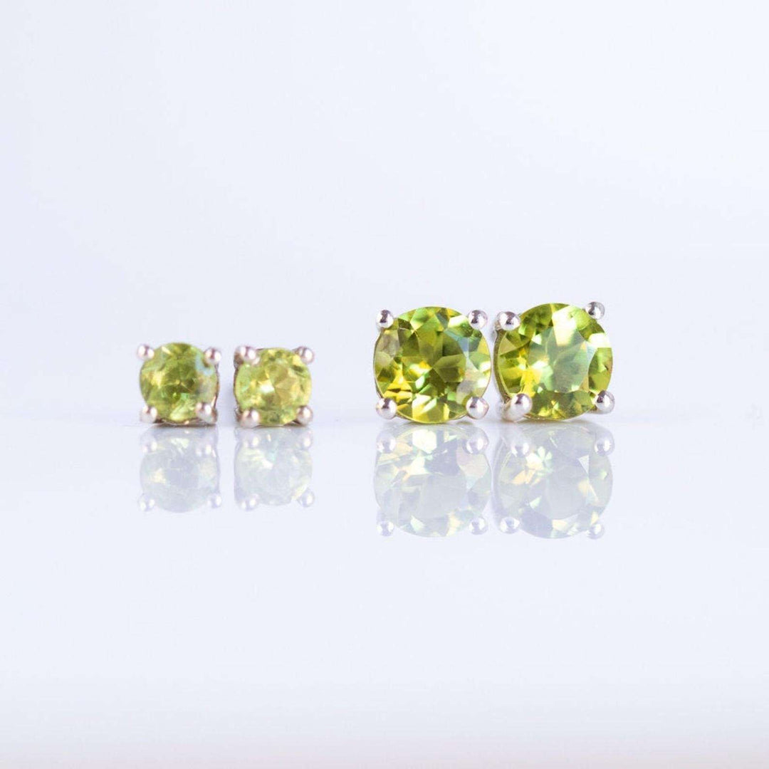 Silver Peridot Stud Earrings