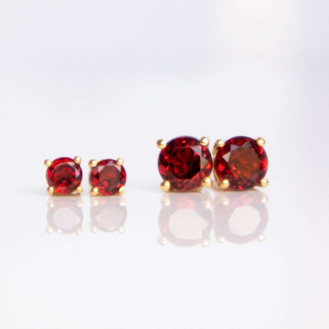 Red Garnet Stud Earrings