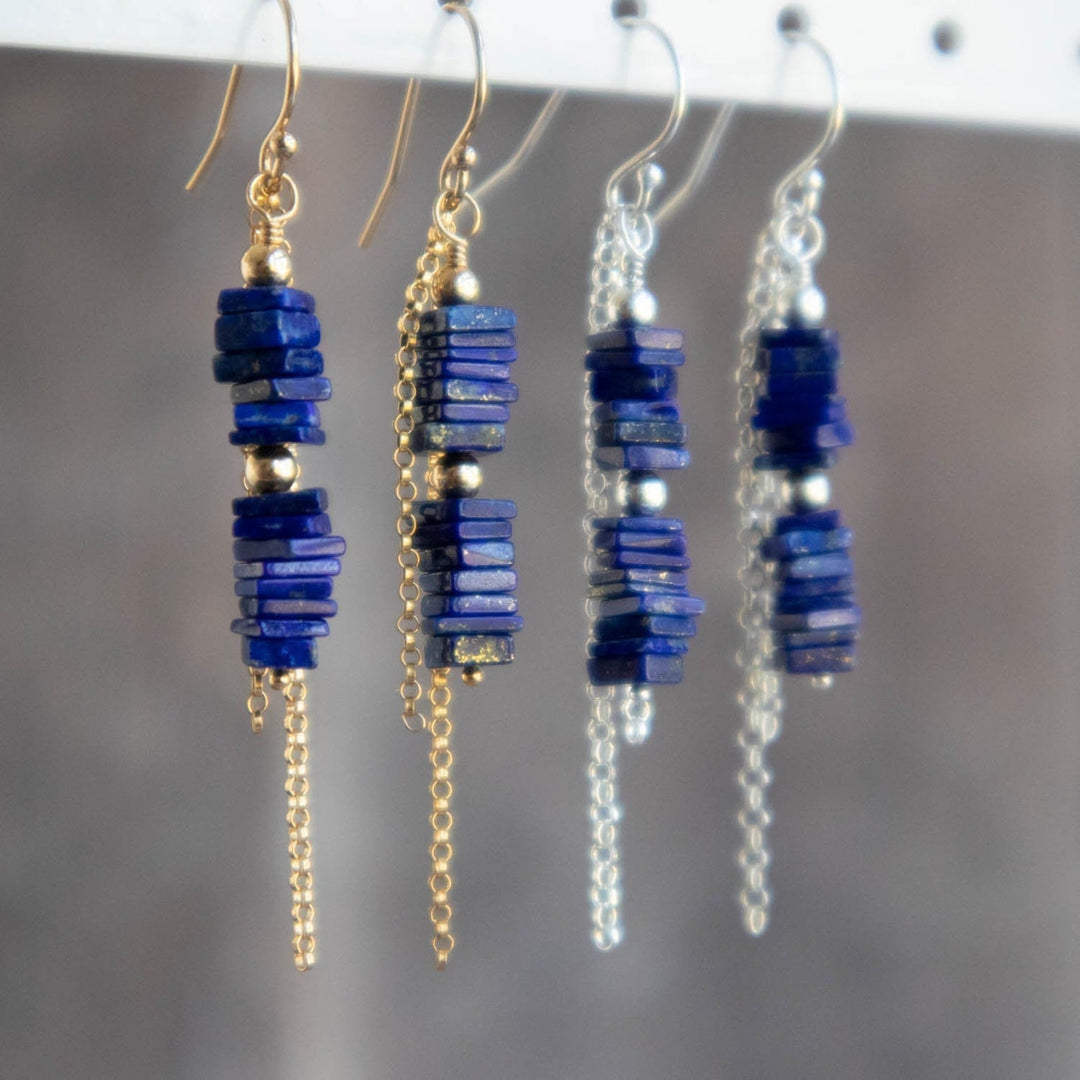 Boucles d'oreilles pendantes en lapis-lazuli