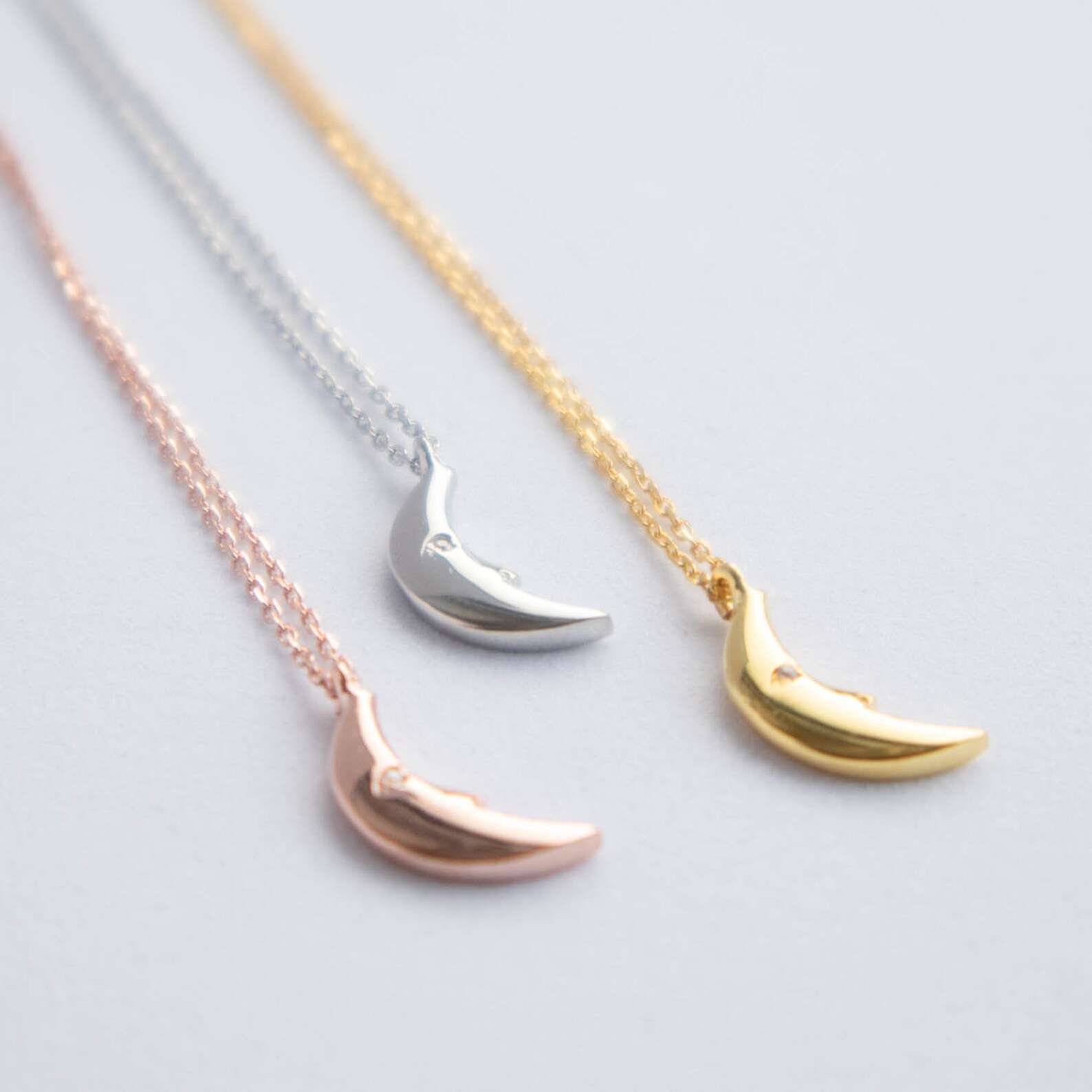 Moon Necklace in Gold - Sterling Silver - Rose Gold