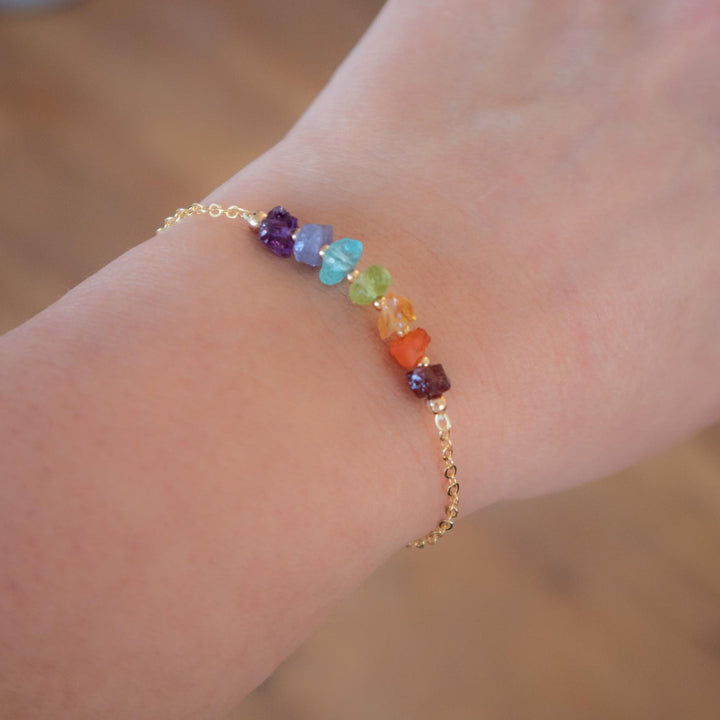 7 Chakra Raw Crystal Bracelet