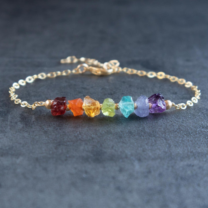 7 Chakra Raw Crystal Bracelet