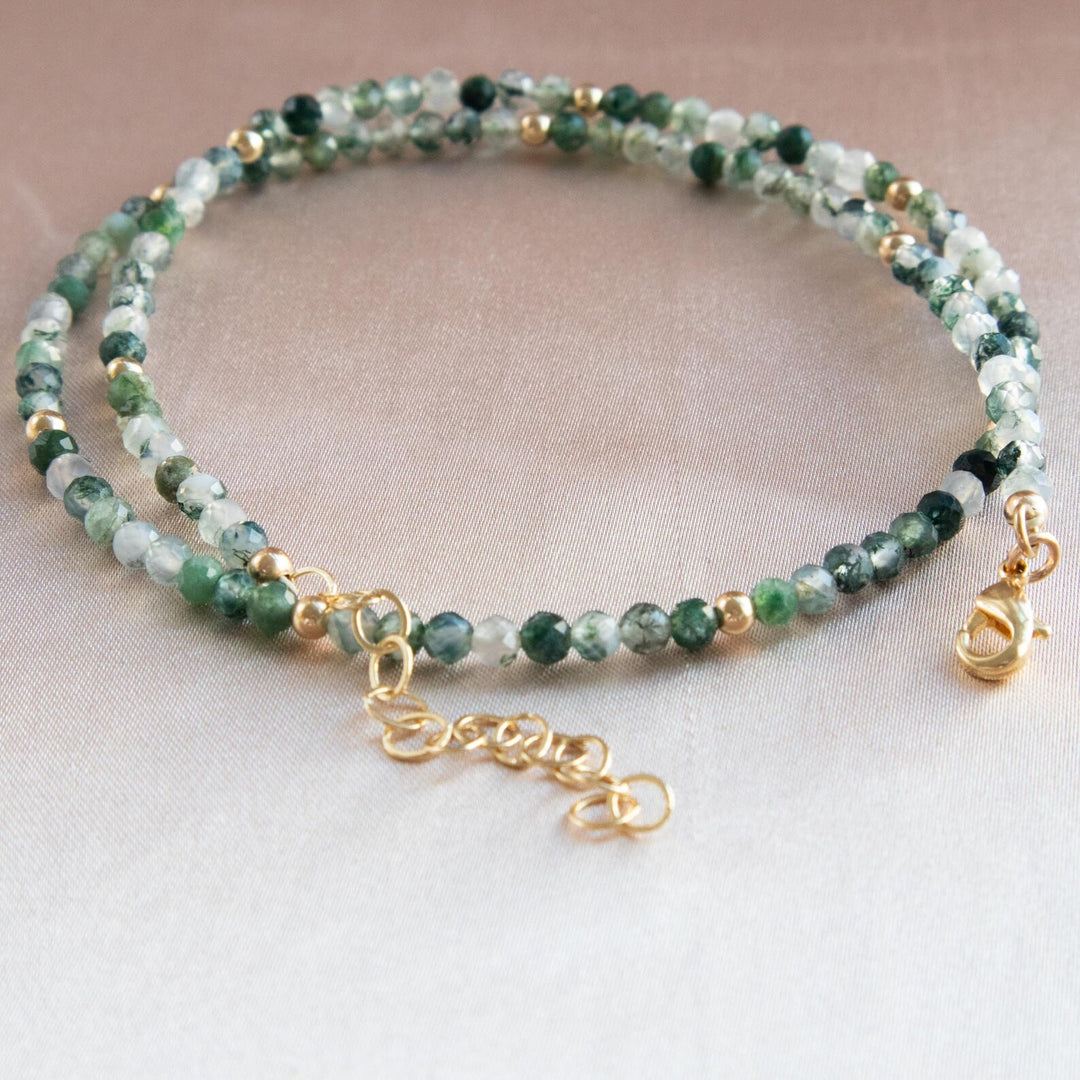 Moss Agate Necklace Gold