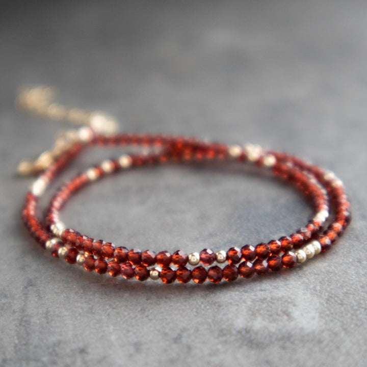 Beaded Garnet Choker Necklace
