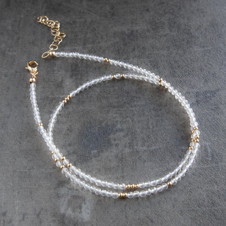 Clear Quartz Gold Necklace