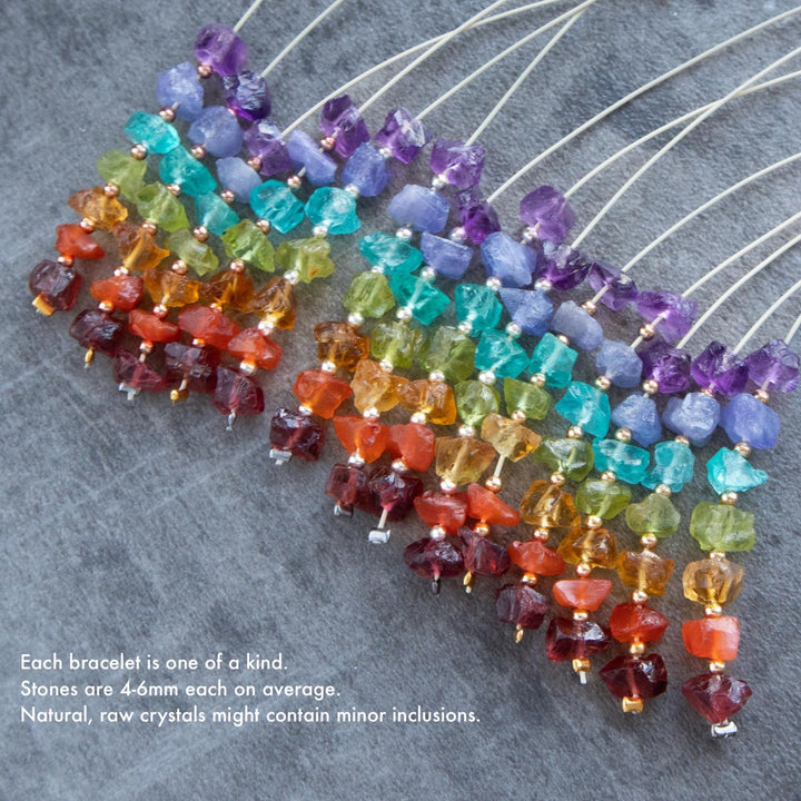 7 Chakra Raw Crystal Bracelet