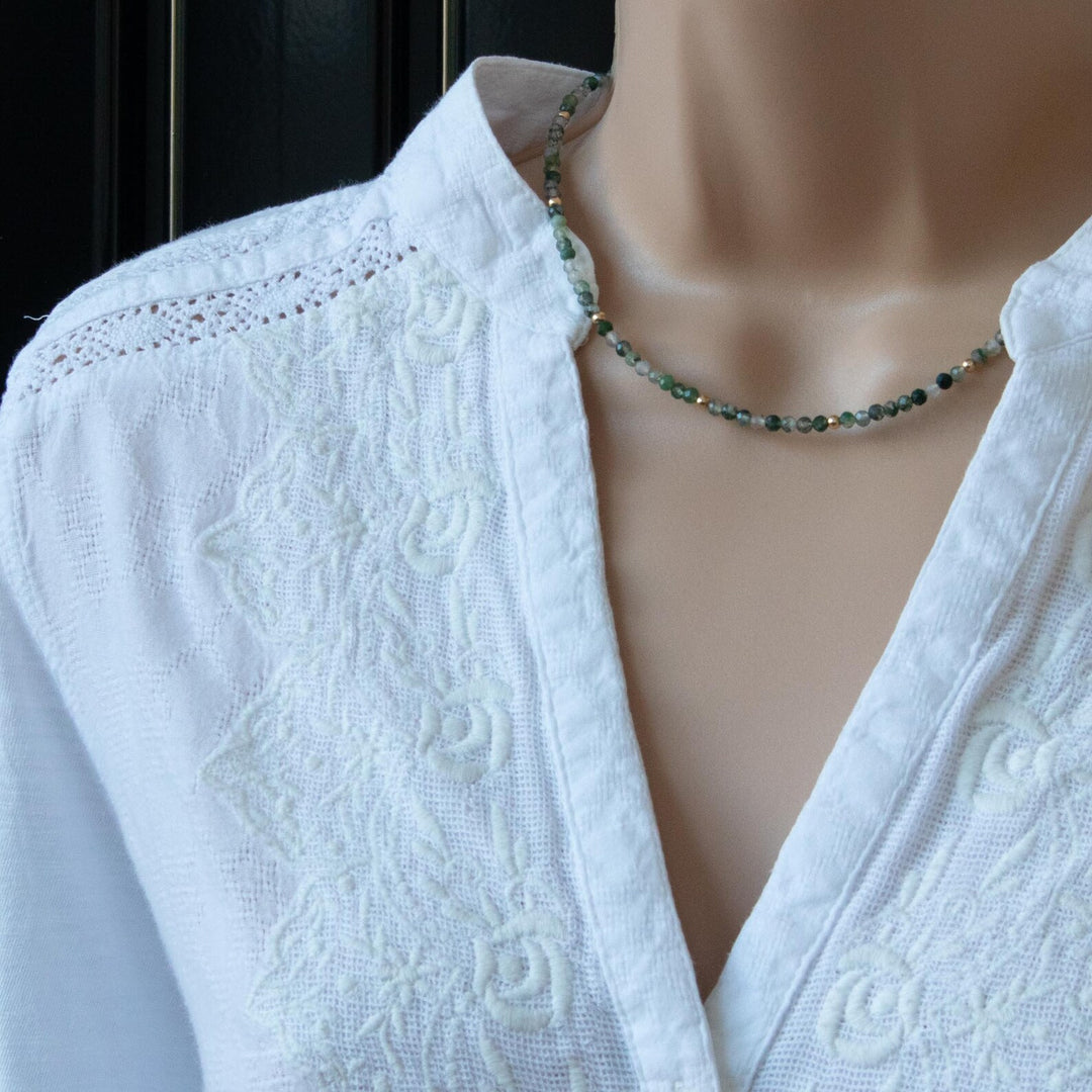 Moss Agate Beaded Necklace
