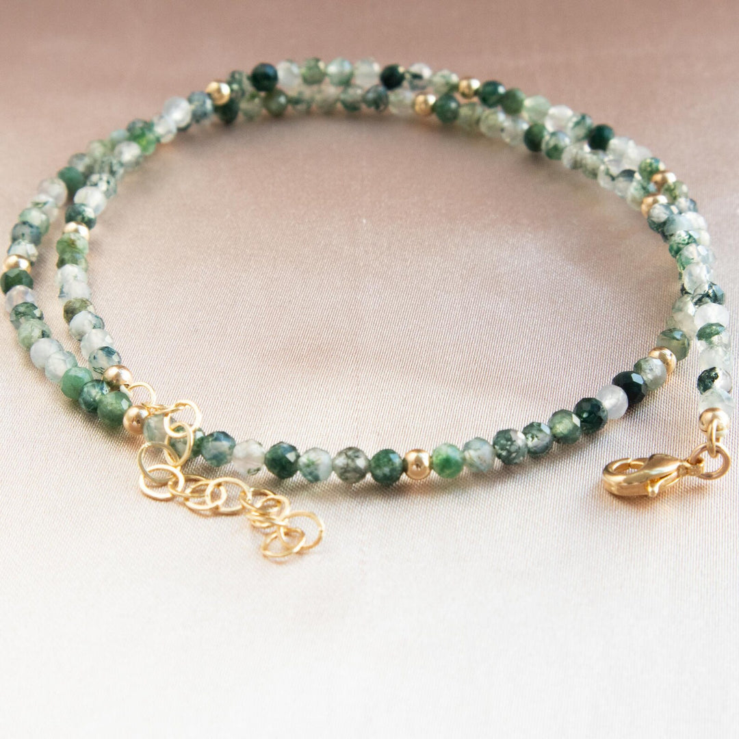 Moss Agate Necklace Gold