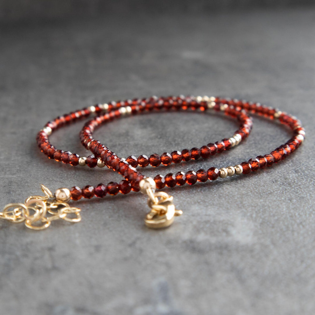 Beaded Garnet Choker Necklace