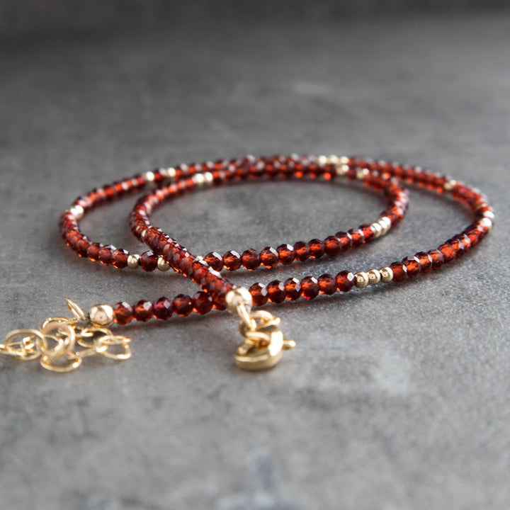 Beaded Garnet Choker Necklace