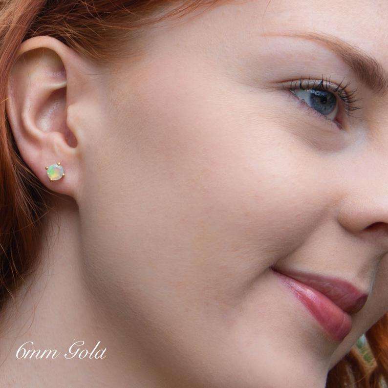 6mm Opal Stud Earrings