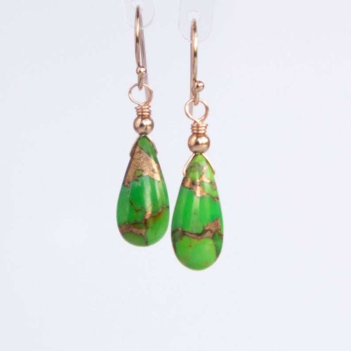 Green  Stone Drop Earrings