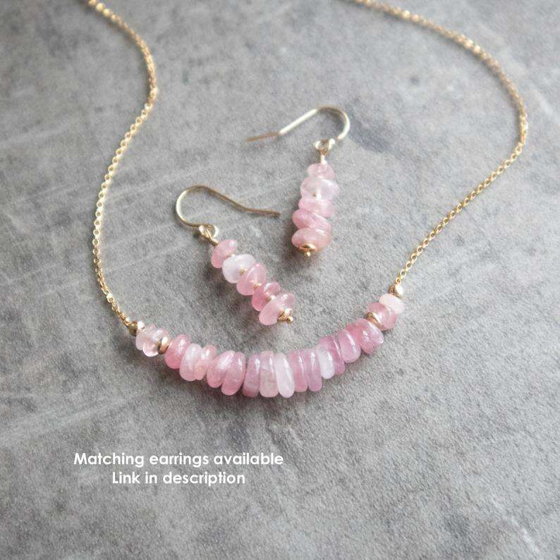 Rose Quartz Necklace and Earrings
