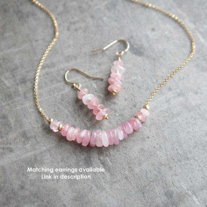 Rose Quartz Necklace and Earrings