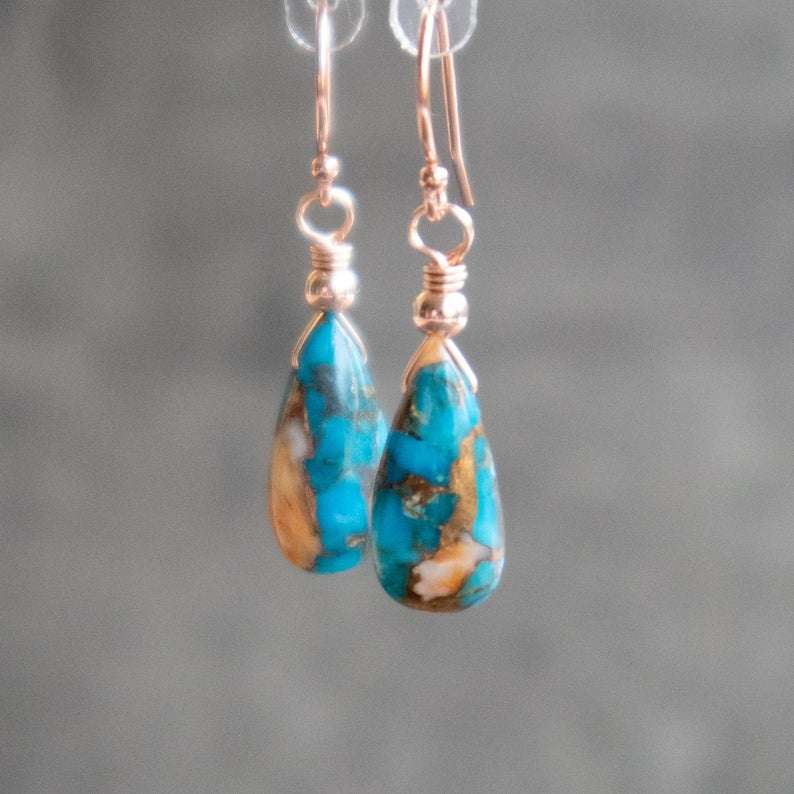Turquoise Earrings Rose Gold