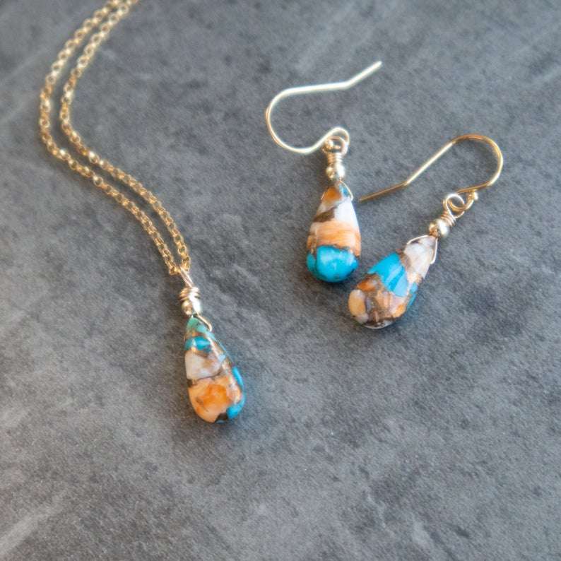 Turquoise Earrings and Necklace