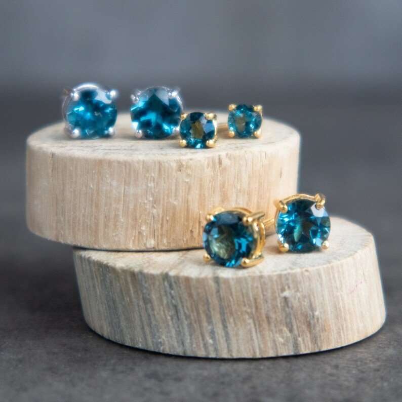 London Blue Topaz Earrings Gold