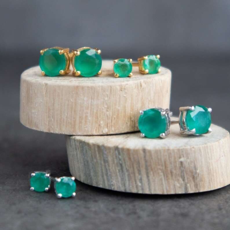 Emerald Earrings Studs