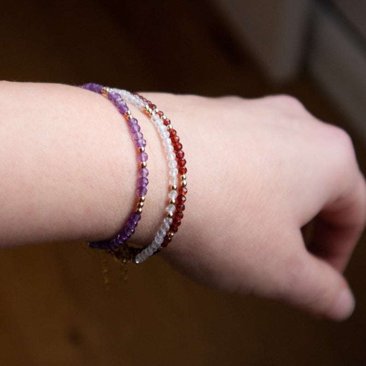 Garnet Amethyst Quartz Bracelet Stack