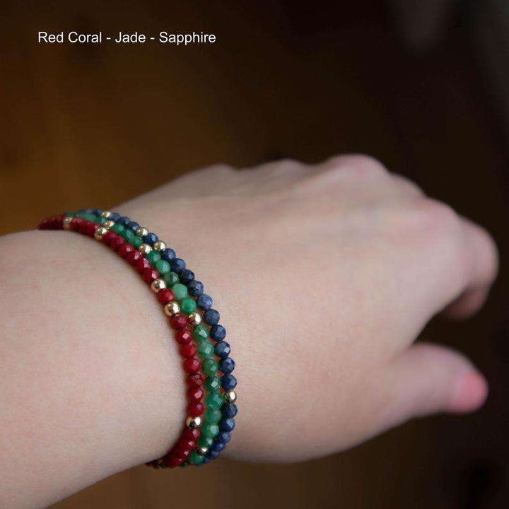 Red Coral Jade Sapphire Bracelets