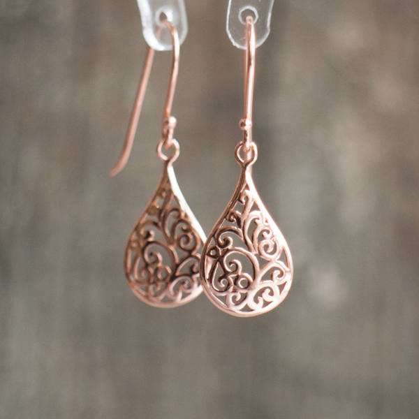 Rose Gold Filigree Earrings