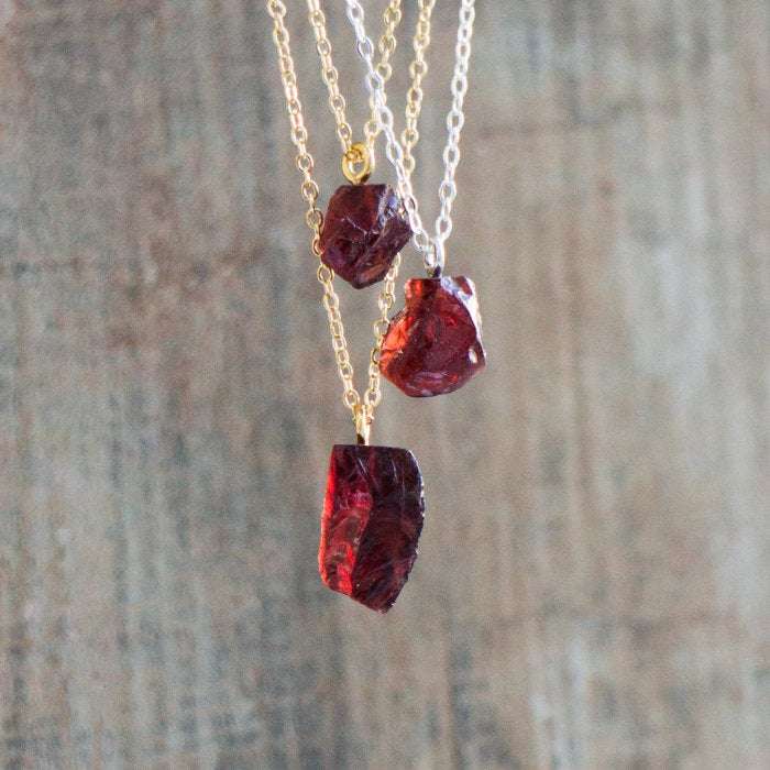 Raw Garnet Stone Necklace