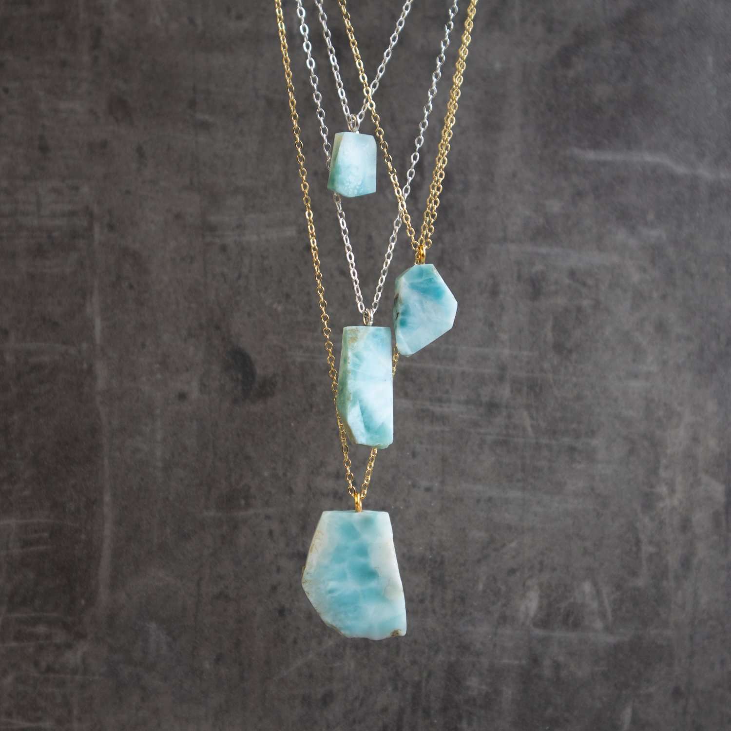 Raw larimar necklace discount