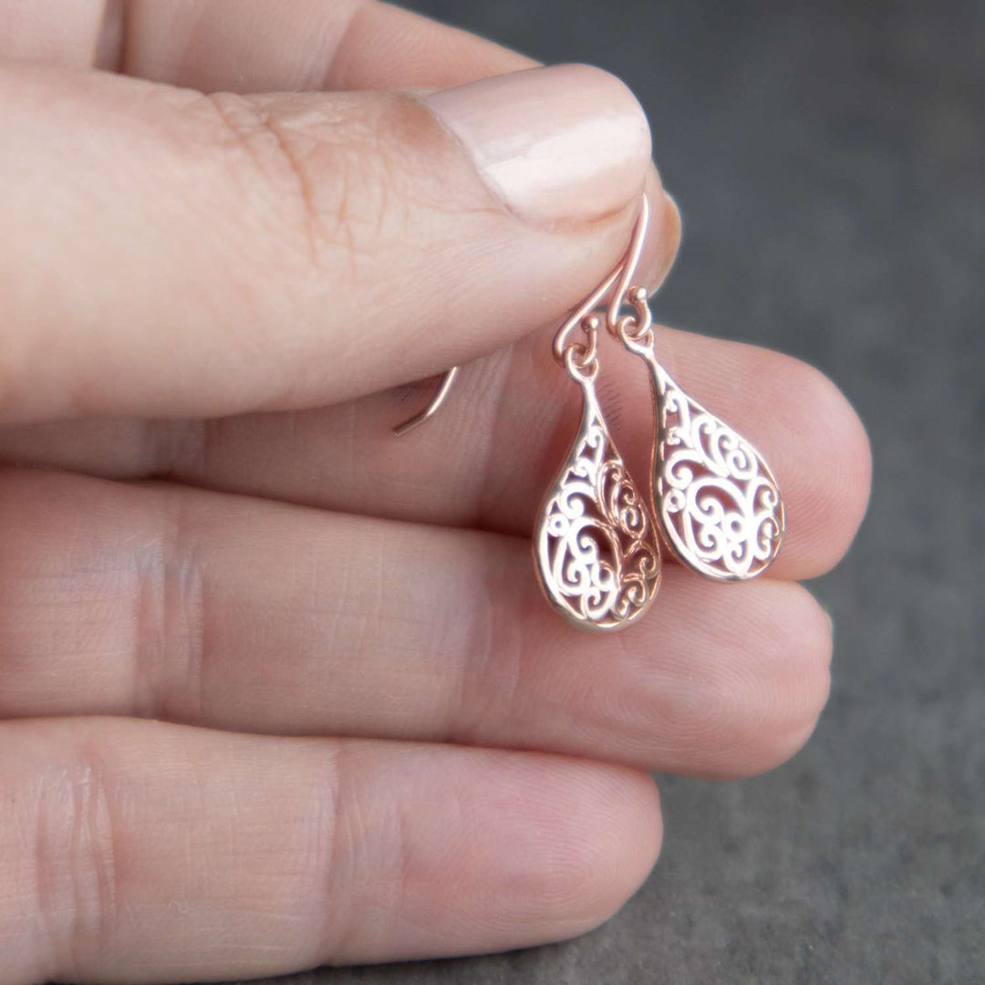 Rose Gold Filigree Earrings