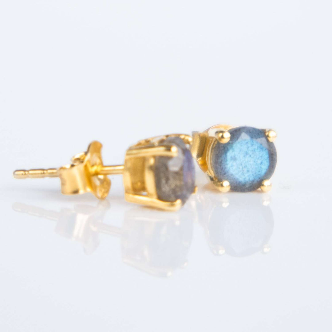 Genuine Labradorite Earrings Gold