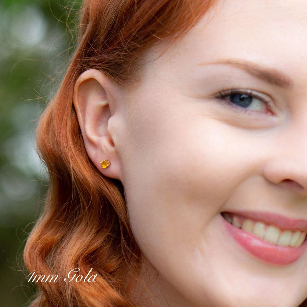 Citrine Gold Stud Earrings