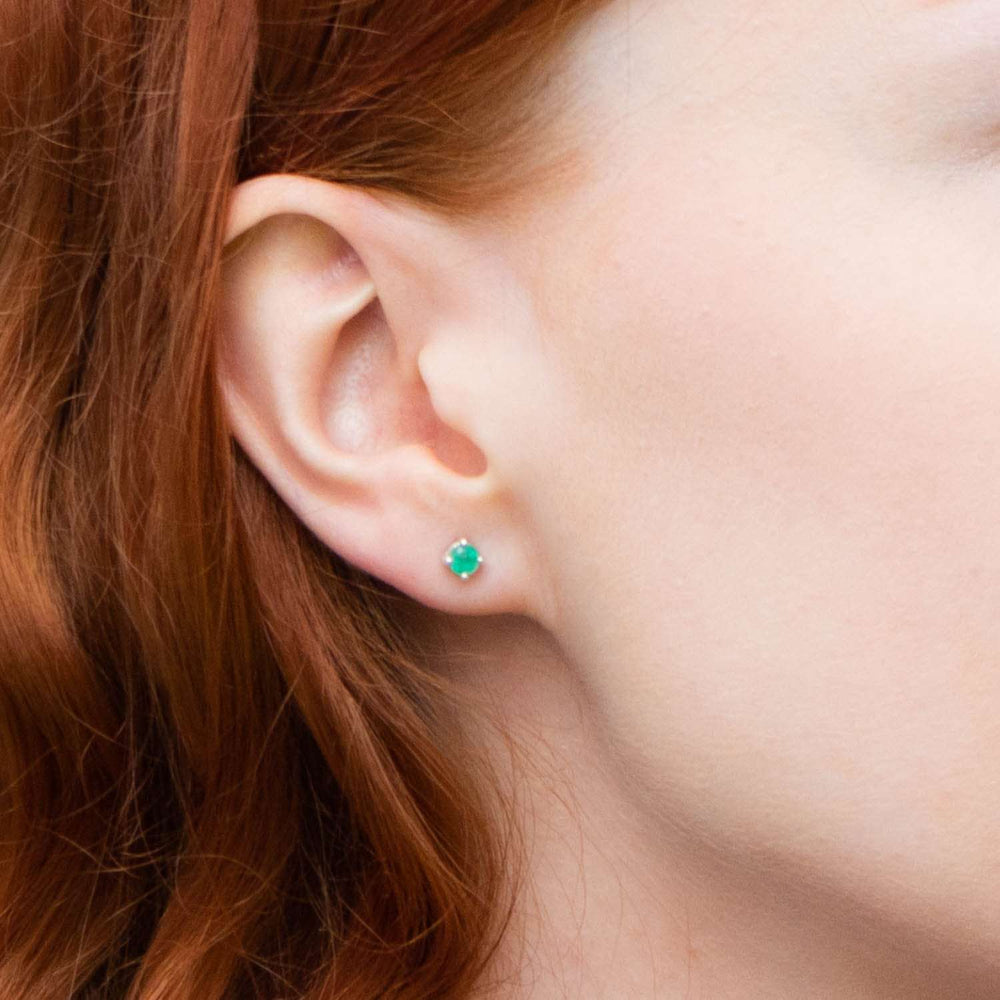 Emerald Stud Earrings 4mm